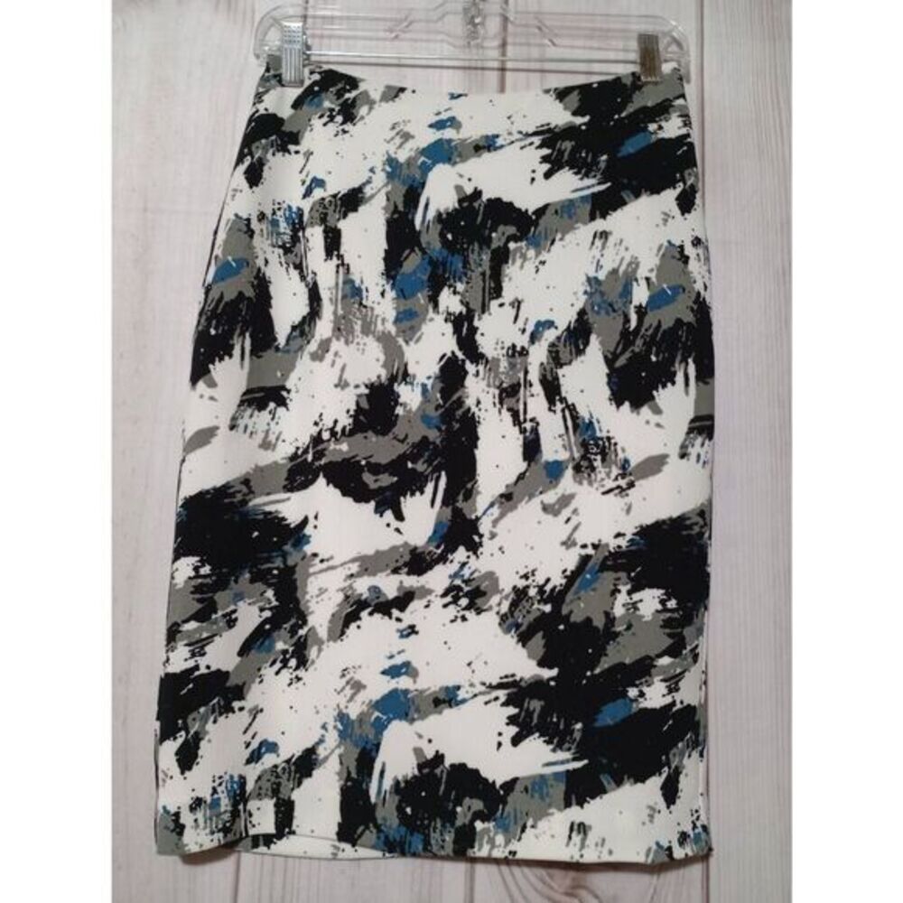Banana Republic Skirt Ladies 2 White Gray Paint Splash Pencil Corporate 90s